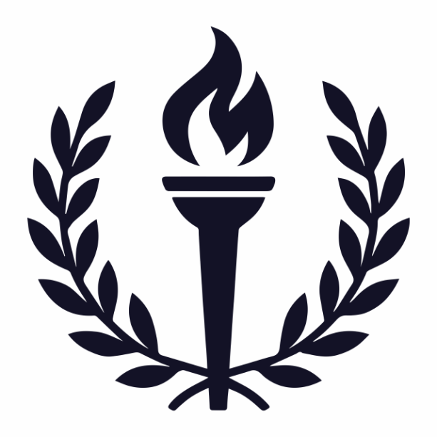 A torch and laurel, a symbol of classical learning